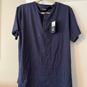 Cuts Clothing Men’s AO Henley Curve-Hem in Pacific Blue Size Large